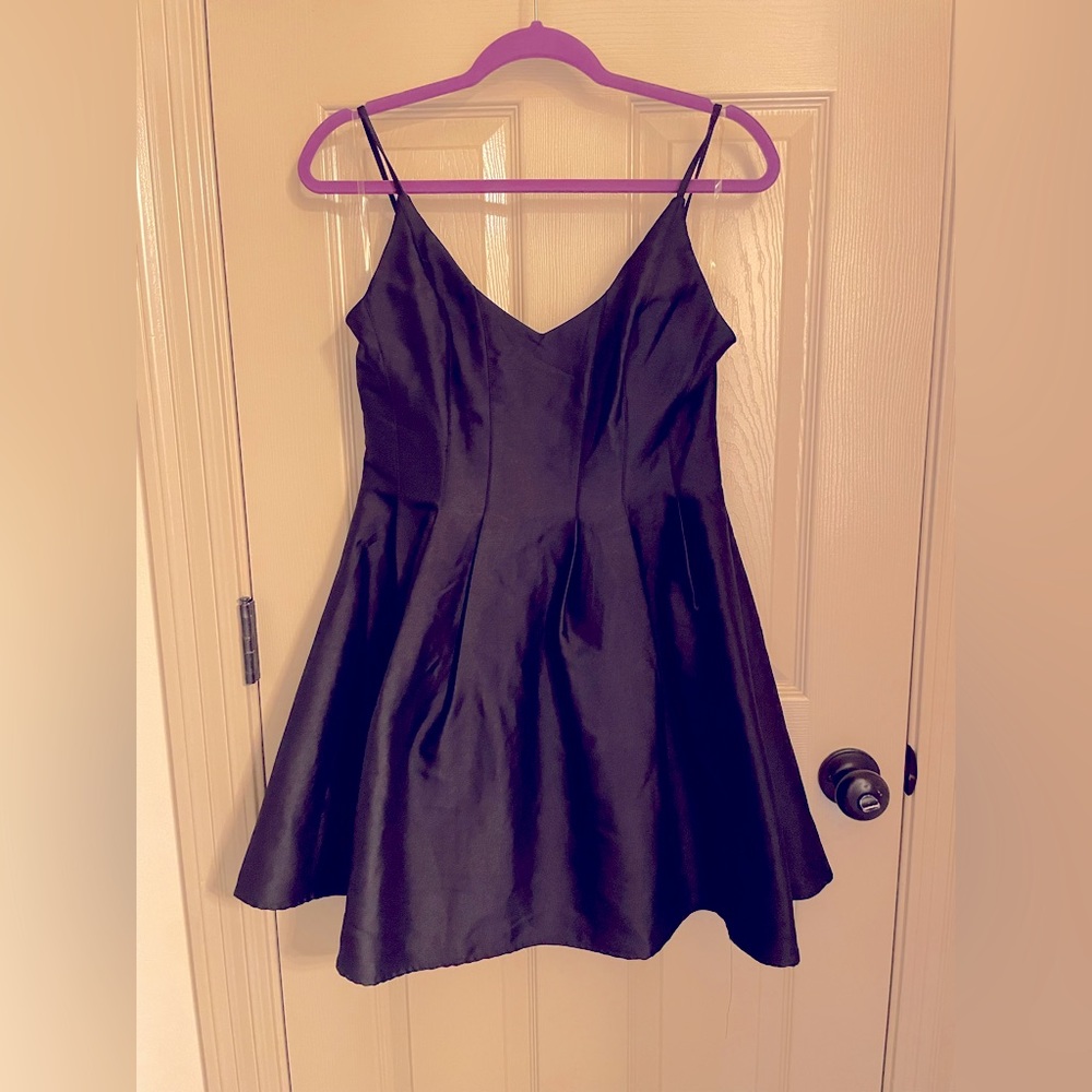 Black Satin Flare Mini Dress